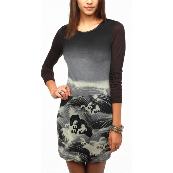 silence + noise Dresses & Skirts - Silence Noise waves print dress Urban Outfitters